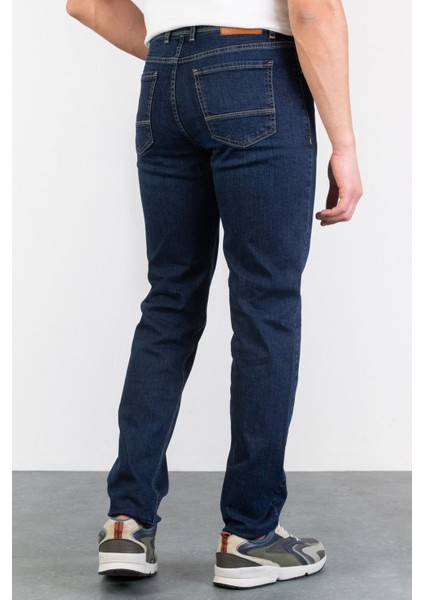 Erkek Vıctor Regular Fit Likralı Koyu Mavi Jean Kot Pantolon Dunkelblau 34/32