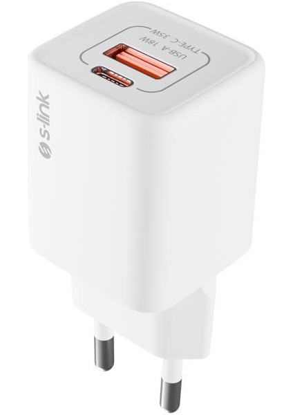 SL-ECG35 Type Usb-C 35W Pd + 18W USB Qc 3.0 Gan Pd/pps Beyaz Hızlı Ev Şarj Adaptörü
