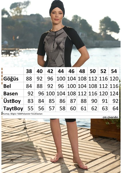 Kısa Kollu Yarı Kapalı Mayo 24823 Siyah modelleri