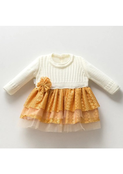 Tafyy 3/24 Ay Dantelli Triko Kız Elbise
