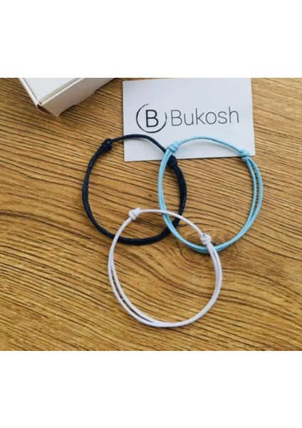 Unisex Lacivert Mavi Beyaz 3'lü Kalın Ip Bileklik