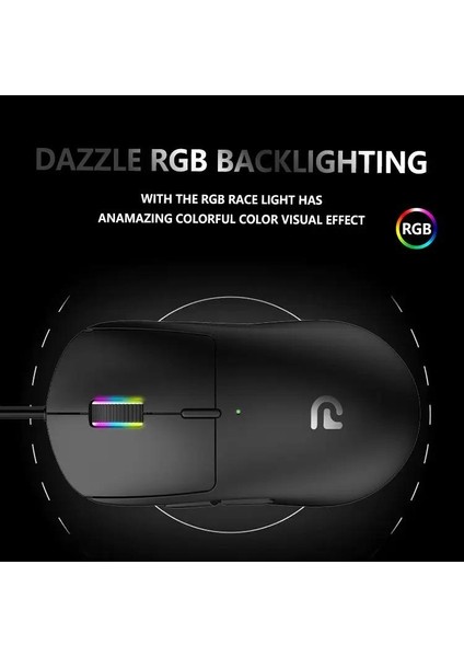 Primex G100B Pro Y 65GR USB Siyah Rgb Işıklı 3200DPI Gaming Oyuncu Mouse, 6 Tuşlu USB Örgülü Kablolu Gaming Mouse, Pro Y Mouse