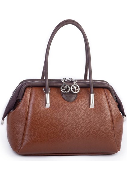 Vintage Kadın Midi Boy El ve Çapraz Çanta Taba Kahve Lopez