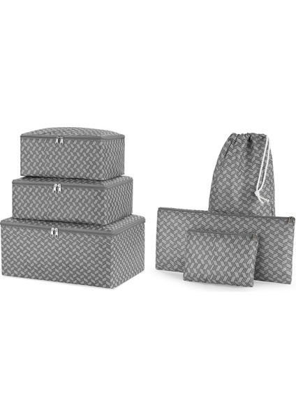 6'lı balıksırtı desenli valiz düzenleyici bavul ıçi organizer set seyehat hurcu