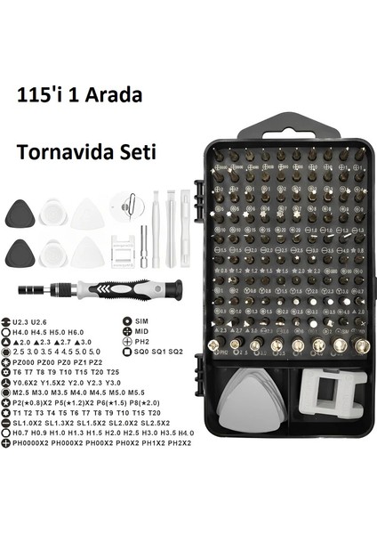 Profesyonel 115 Parça Tornavida Tamir Seti, Bilgisayar, Telefon , Tablet ve Saat Tamir Kiti