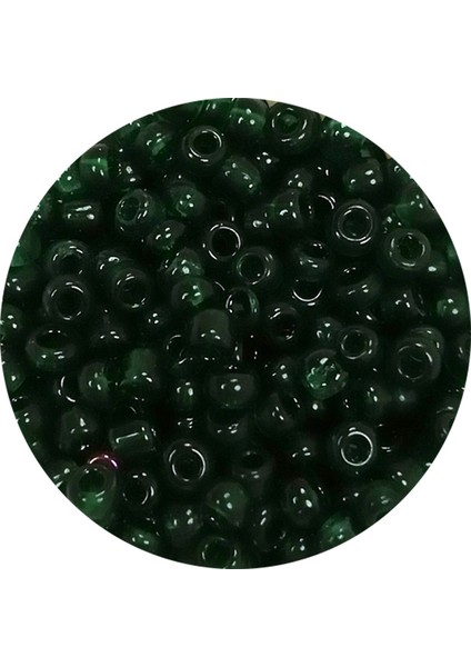 Dökme Cam Kum Boncuk (8/0) 3 mm - 60 Gram - Şeffaf Koyu Yeşil - BNC196