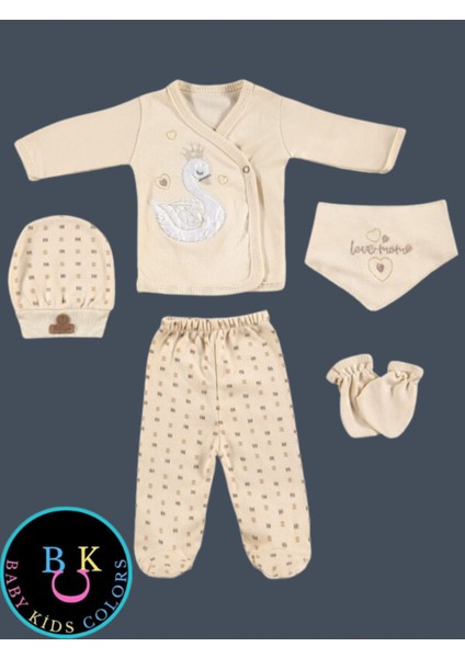 5 Parça Kutulu Sertifikalı Organik Saf Pamuklu Sevimli Hastane Çıkışı Set modelleri