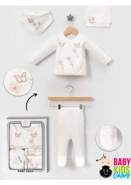 Lüks Kelebek Yeni Doğan Hastane Çıkış 5'li Zıbın Seti (Kutulu)