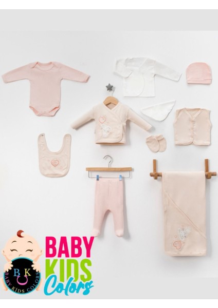 Lüks Tavşan Nakışlı Yeni Doğan Hastane Çıkış 10'lu Zıbın Seti (Kutulu) modelleri