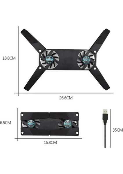 Pratik Katlanabilir Laptop Soğutucu 2 Fanlı ( Lisinya )