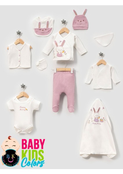 Kutulu-Tavşan Yenidoğan Kıyafetleri 10'lu Hastane Çıkış Setleri Nakışlı %100 Pamuk Zıbın Set fırsatları
