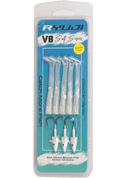 V8 Salt 10CM 10GR Silikon Yem Renk : White Silver