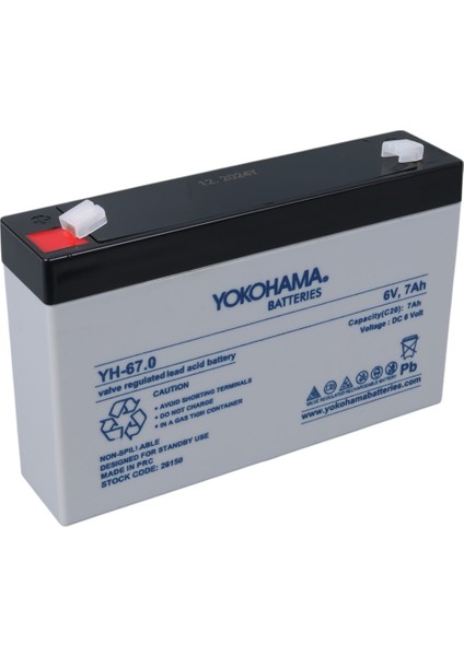 Yh-67.0 6 Volt - 7 Amper Kuru Akü (150 x 30 x 94 Mm)