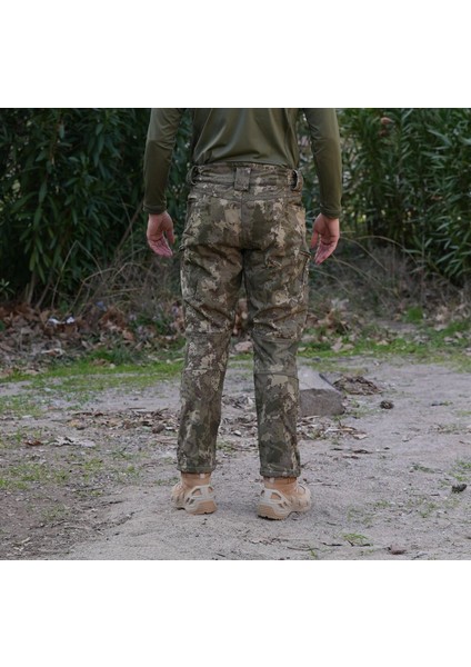 8 Cepli Askeri Kamuflaj Desenli Softshell Pantolon, Içi Polarlı Softshell Pantolon