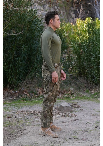 8 Cepli Askeri Kamuflaj Desenli Softshell Pantolon, Içi Polarlı Softshell Pantolon