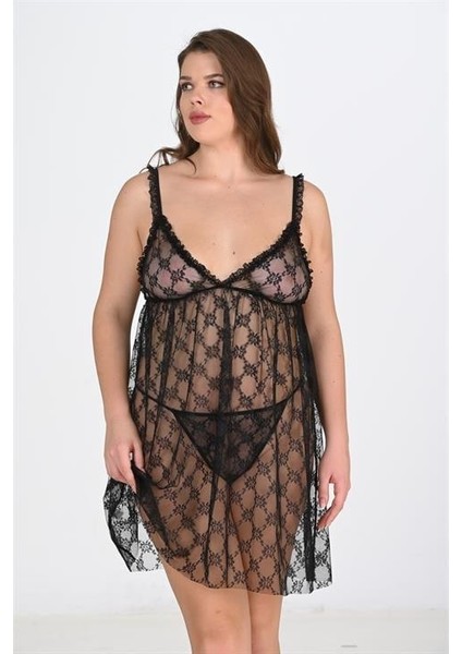 Büyük Beden Siyah Gecelik 3041 modelleri