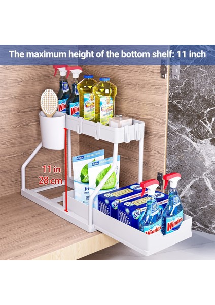 Mutfak Lavabo Altı Düzenleyici Banyo Depolama Rafı (Yurt Dışından)