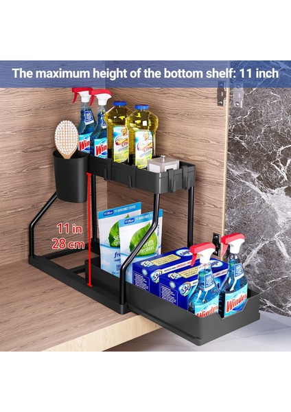 Mutfak Banyo Lavabo Altı Depolama Rafı Düzenleyici (Yurt Dışından)