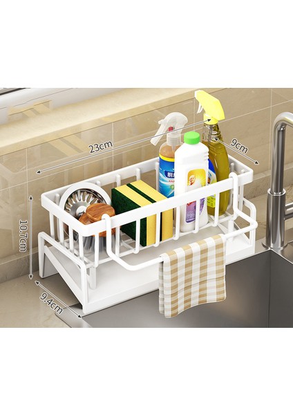 Plastik Beyaz Mutfak Lavabo Düzenleyici Süngerlik Bulaşık Bezi Kurutma Rafı (Yurt Dışından)