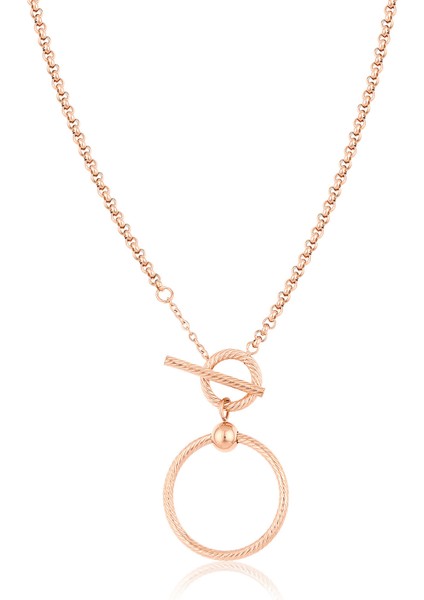 MTK34369 Çelik Rose Gold Renkli Kadın Kolye