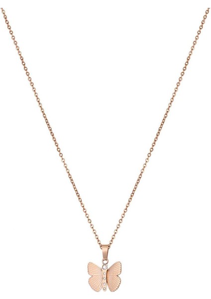 MTK34681 Rose Gold Renkli Kelebekli Kadın Kolye