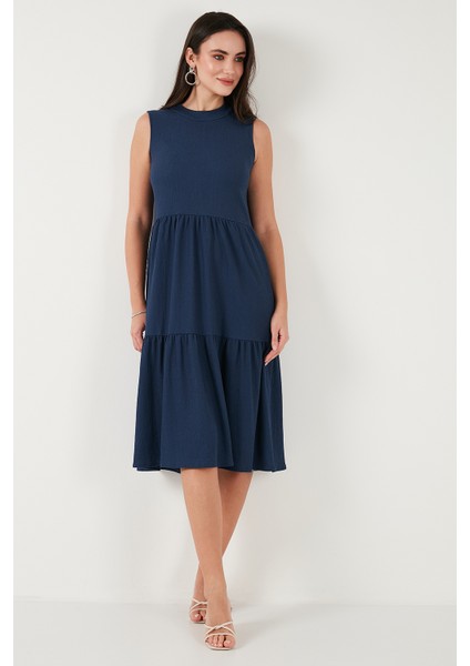 Regular Fit Kolsuz Midi Elbise Bayan Elbise 5869008