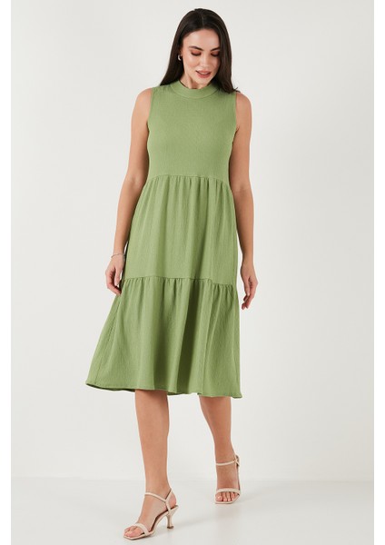Regular Fit Kolsuz Midi Elbise Bayan Elbise 5869008