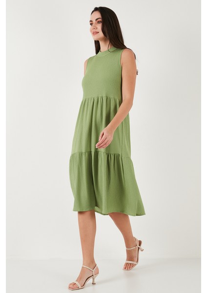 Regular Fit Kolsuz Midi Elbise Bayan Elbise 5869008
