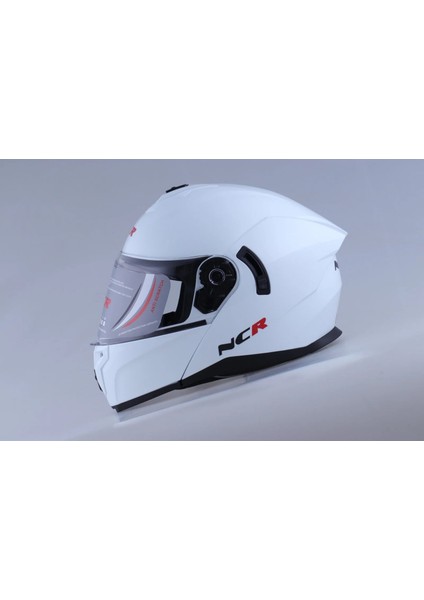 Kask Çene Açılır 166 Ece Belgeli-Parlak Beyaz