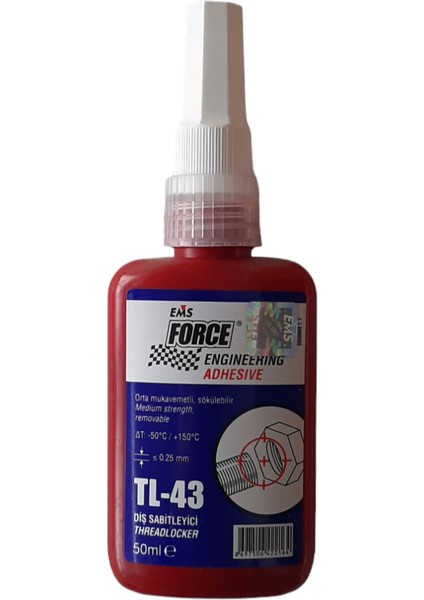 Tl-43/ 50 ml (1 Kutu 10 Adet Fiyatıdır) Orta Mukavemet Sökülebilir Civata Sabitleyici