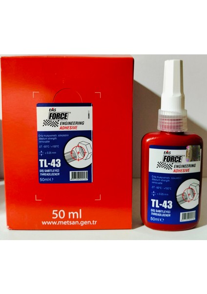 Tl-43/ 50 ml (1 Kutu 10 Adet Fiyatıdır) Orta Mukavemet Sökülebilir Civata Sabitleyici