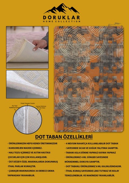 Kaymaz Taban Yıkanabilir Dijital Baskı Dekoratif Modern Desenli Dot Taban Halı Nes V2 Serisi NES012 fiyatları