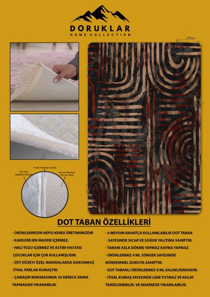 Kaymaz Taban Yıkanabilir Dijital Baskı Dekoratif Modern Desenli Dot Taban Halı Nes V2 Serisi NES010 fiyatları