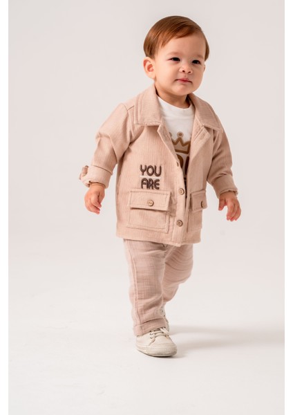 Erkek Bebek Şönil Kadife Ceketli Üçlü Takım fiyatları