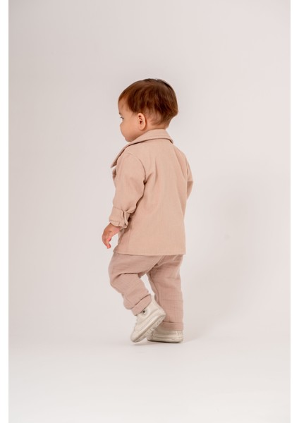 Erkek Bebek Şönil Kadife Ceketli Üçlü Takım fırsatları