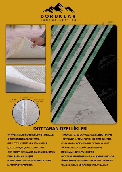 Kaymaz Taban Yıkanabilir Dijital Baskı Dekoratif Modern Desenli Dot Taban Halı Nes V2 Serisi NES020 fiyatları