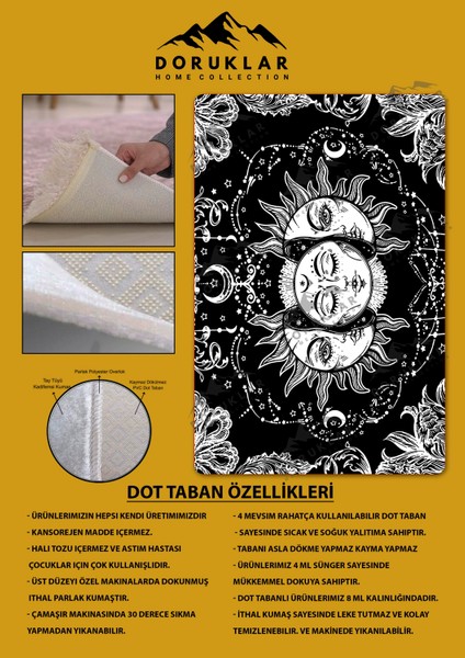 Kaymaz Taban Yıkanabilir Dijital Baskı Dekoratif Modern Desenli Dot Taban Halı Nes V2 Serisi NES024