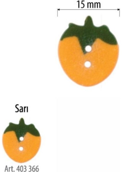 Çilek Şekilli Sarı Yeşil Renk 4 Adet 15 mm Bebek Düğme, Çocuk Kazak, Yelek, Gömlek Düğmesi 403 366