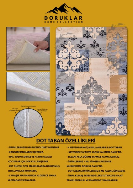 Kaymaz Taban Yıkanabilir Dijital Baskı Dekoratif Modern Desenli Dot Taban Halı Nes V2 Serisi NES015 fiyatları