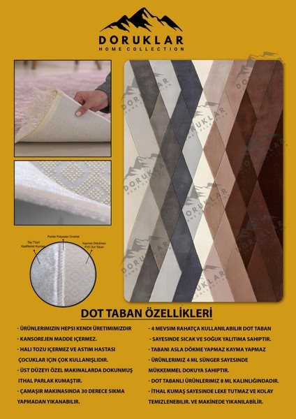 Kaymaz Taban Yıkanabilir Dijital Baskı Dekoratif Modern Desenli Dot Taban Halı Nes V2 Serisi NES007