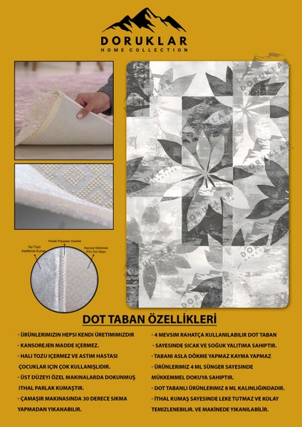 Kaymaz Taban Yıkanabilir Dijital Baskı Dekoratif Modern Desenli Dot Taban Halı Nes V2 Serisi NES002