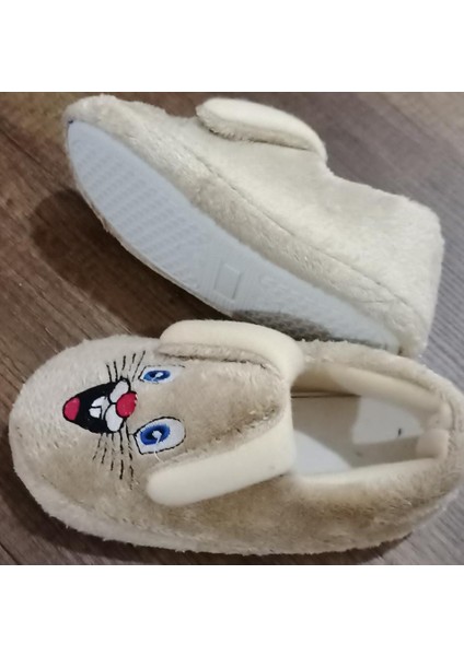 Gri Kulaklı Tavşan Figürlü Erkek Çocuk Panduf Kaydırmaz Ortopedik Taba