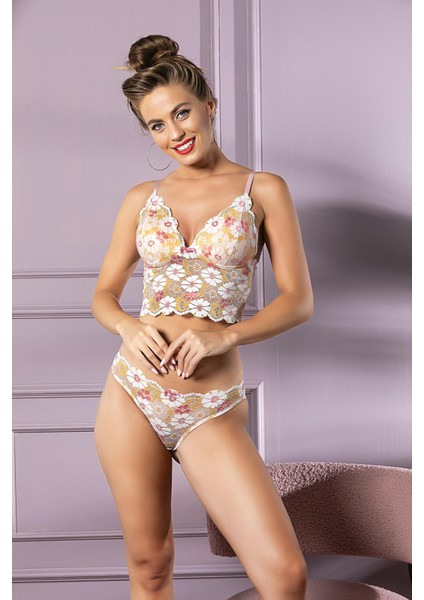Dantel Li Kaplı Desteksiz Bralet Slip Külot Takım (BRF32031) fiyatları