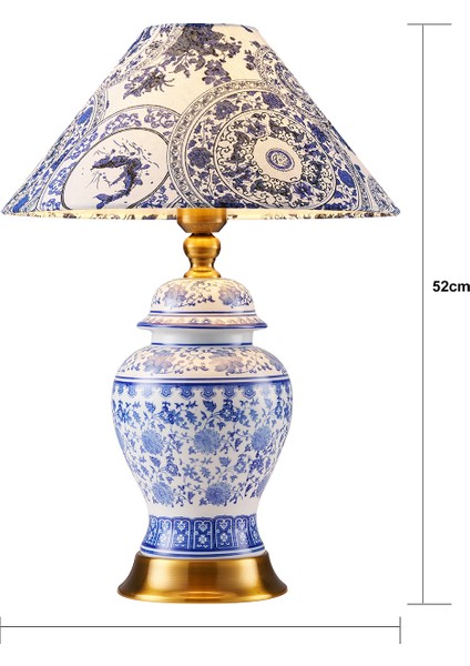 Sanwi Blue Blanc Desenli Seramik Oturma Odası Salon Abajur