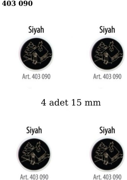 Ev Desenli Siyah Beyaz Renk 4 Adet 15 mm Bebek Düğme, Çocuk Kazak, Yelek, Gömlek Düğmesi 403 090