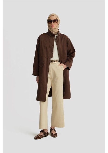 Yanları ve Önü Fermuarlı Kap 25Y7809 Kahverengi fiyatları