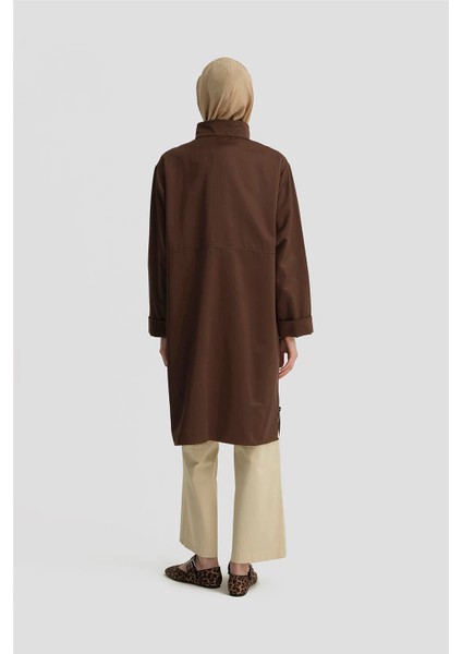 Yanları ve Önü Fermuarlı Kap 25Y7809 Kahverengi indirimleri