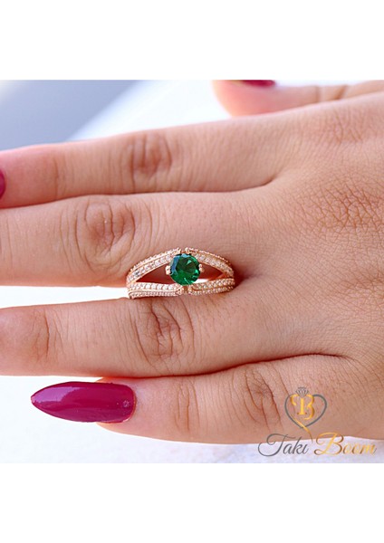 Zümrüt Beyaz Taşlı Tektaş Gümüş Yüzük fırsatları