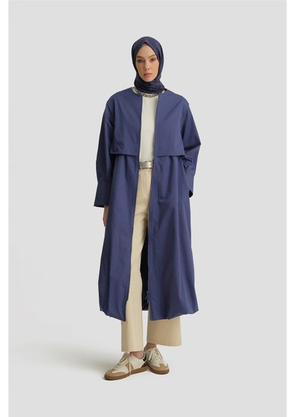 Balon Etekli Pardesü 25Y8205 Puslu Mor