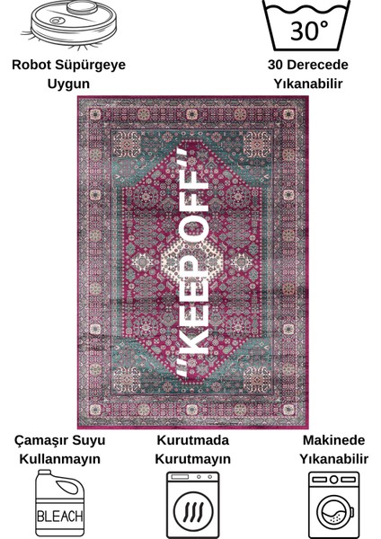Pembe renk keep off saçaklı lateks taban halı